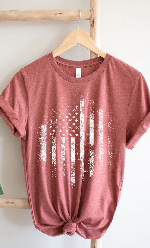 Retro Distressed American Flag Plus Graphic Tee