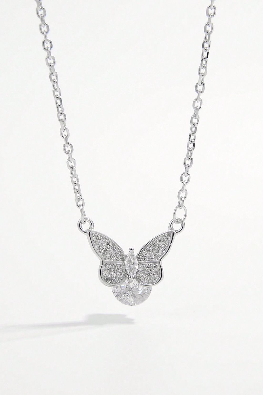 925 Sterling Silver Zircon Butterfly Necklace